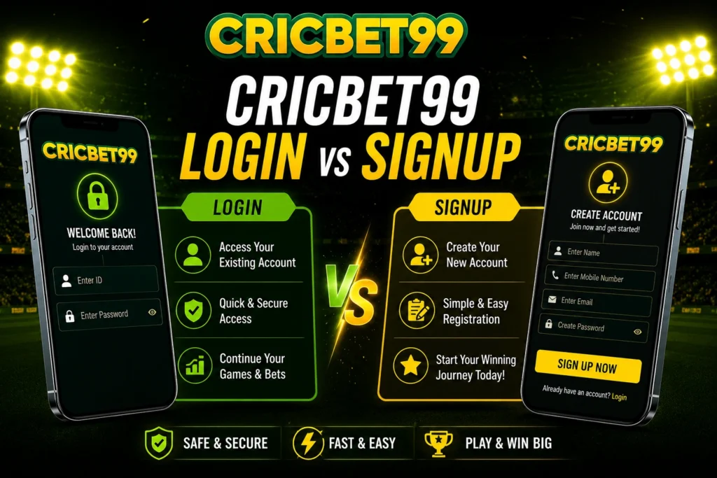 Cricbet99 Login vs Signup ​